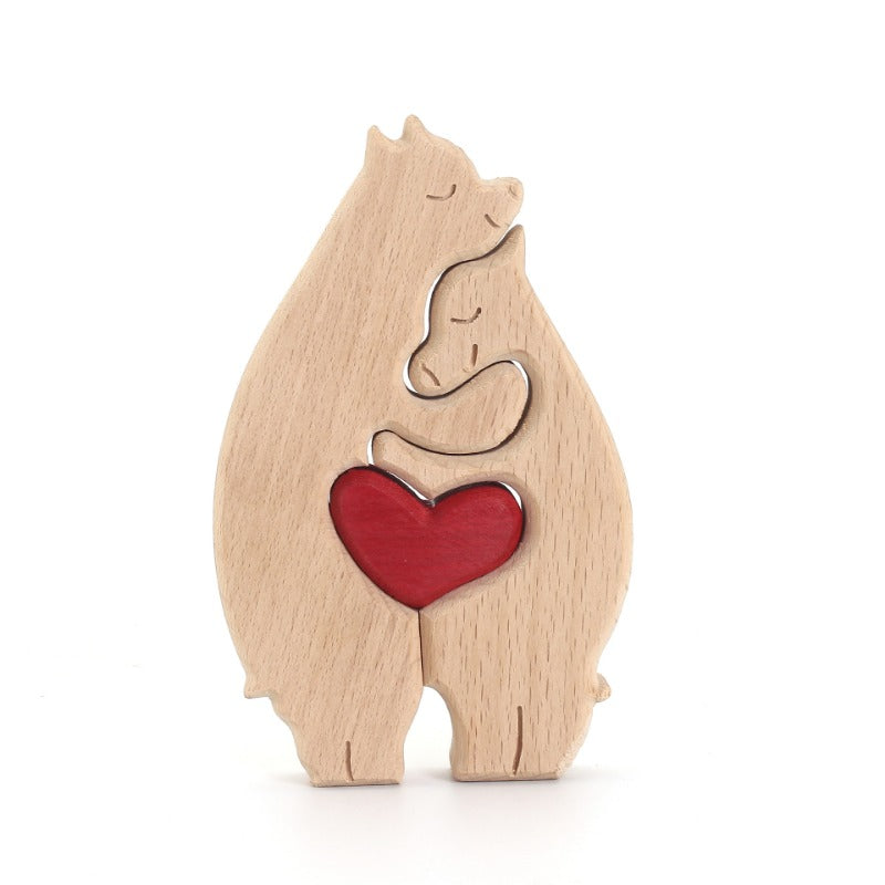 Wholesale of Mother's Day Teddy Bear Family Wooden Ornaments